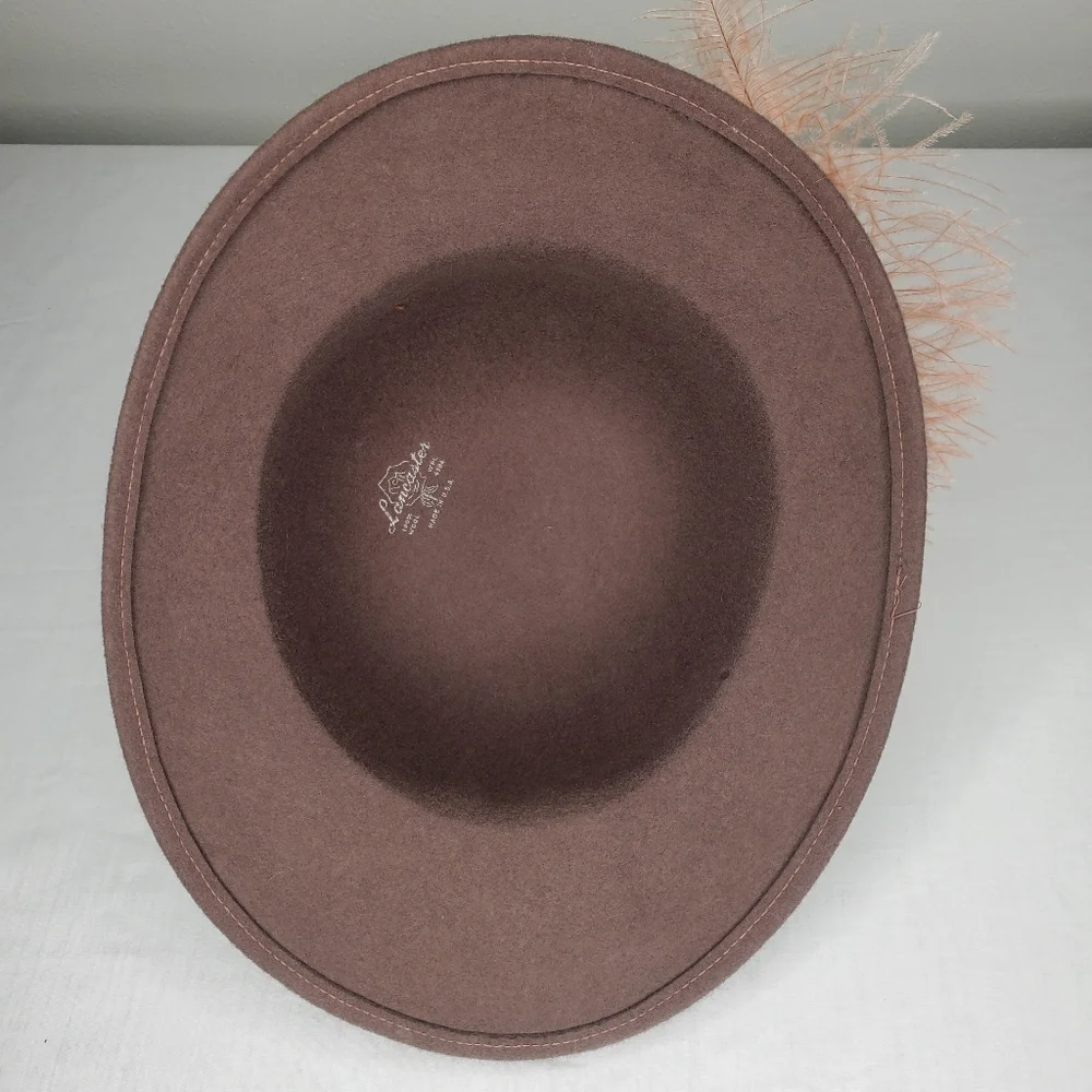 47bx) LANCASTER Wool Hat with Fine Ostrich Feather VINTAGE - Picture 6 of 8